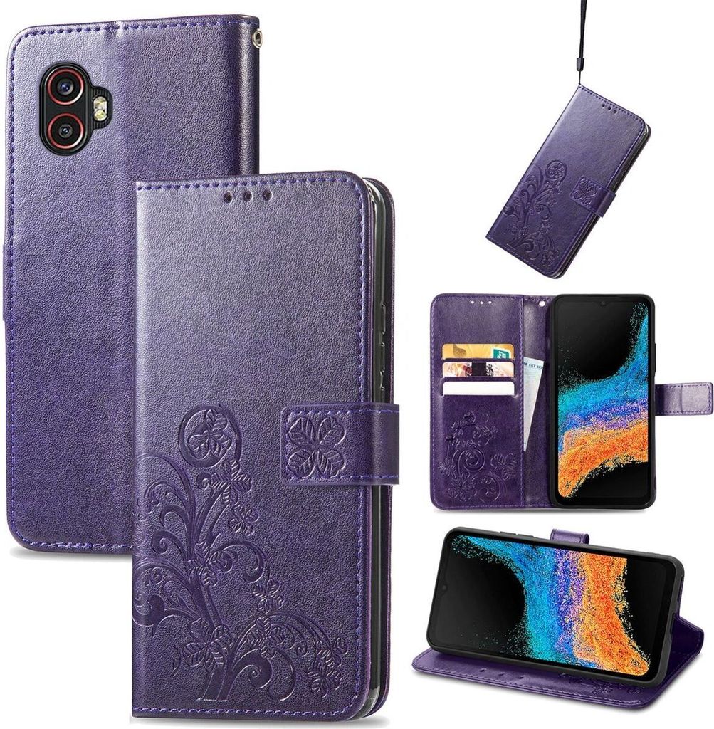 König Design Hülle kompatibel mit Samsung Galaxy Xcover 6 Pro Kunstleder Handyhülle - Handy Case Violett