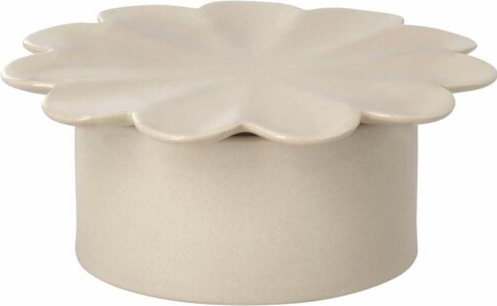 räder Servierdose aus durchgefärbtem Steinzeug, beige, mit Deckel in Blütenform