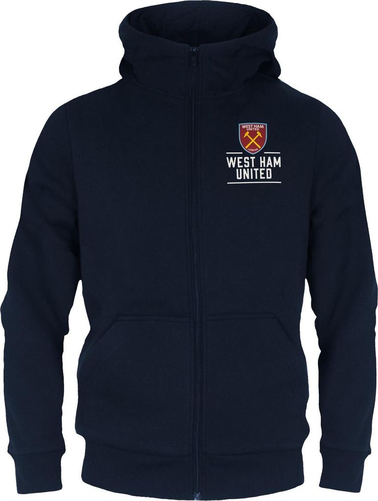 West Ham United FC - Hoodie mit durchgehendem Reißverschluss für Jungen GF648 (122) (Schwarz)