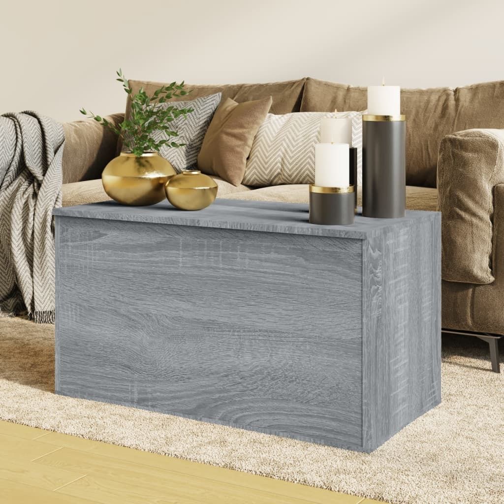 The Living Store Aufbewahrungstruhe Grau Sonoma 84x42x46 cm Holzwerkstoff