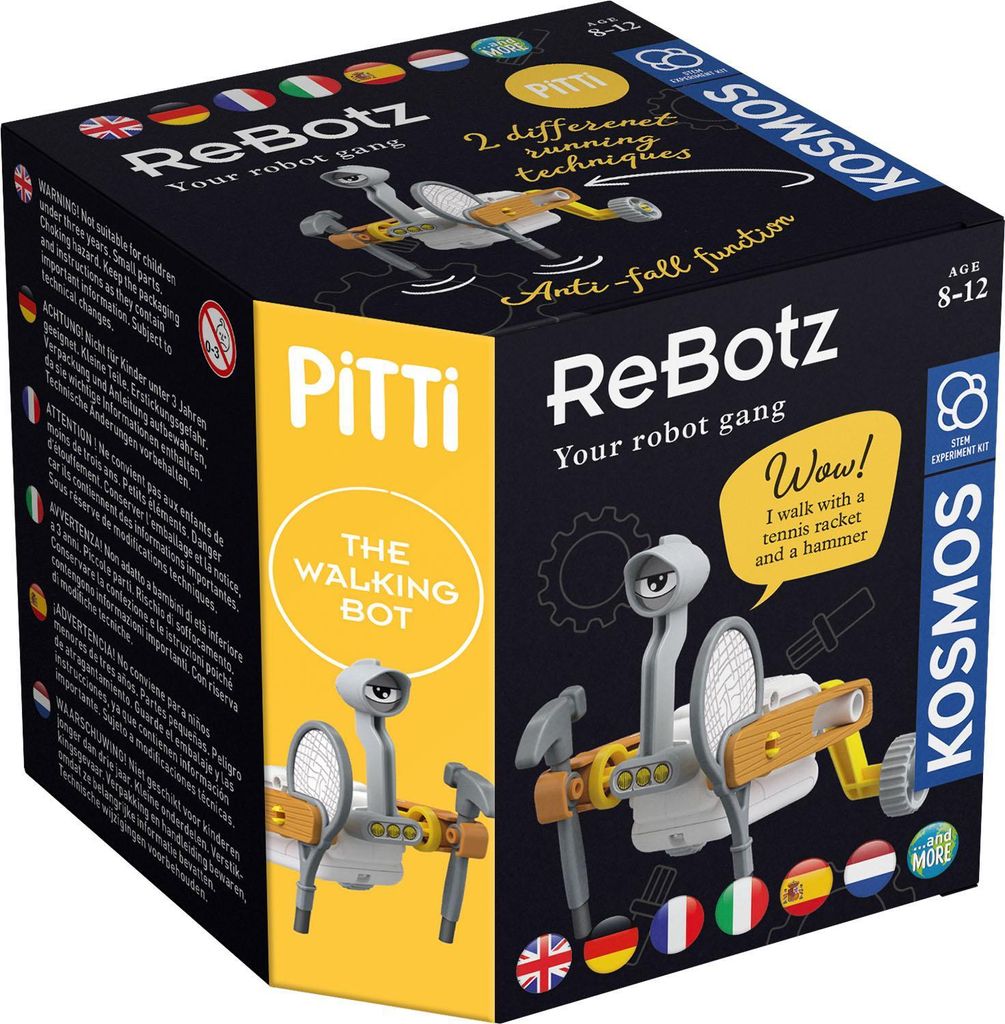 KOSMOS ReBotz - Pitti the Walking Bot, Roboter, Experimentierkasten, Kinder, Mehrsprachig, 617073