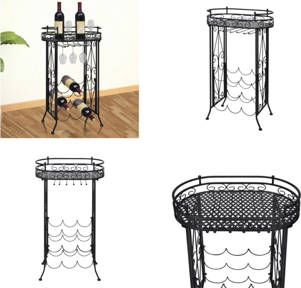 vidaXL Weinregal für 9 Flaschen mit Stielglashalter Metall - Weinregal - Weinregale - Flaschenregal - Flaschenregale