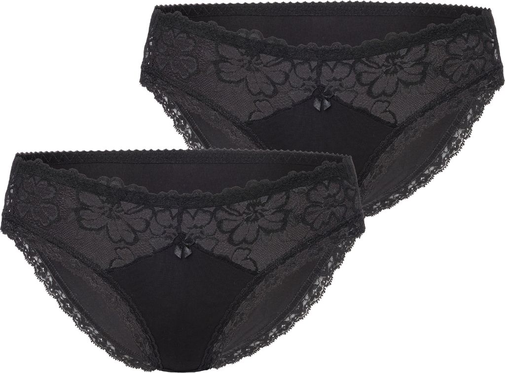 Merry Style Damen Hüftslip MSGAB92 (Schwarz (2Pack), 40 (Herstellergröße: L))