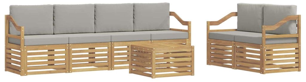 “2026 Modern“ Weiß und Hellgrau Outdoor-Sofagarnitur 7 pcs Weiß und Hellgrau Polyester - Designermöbel 93280 - Gartensofas