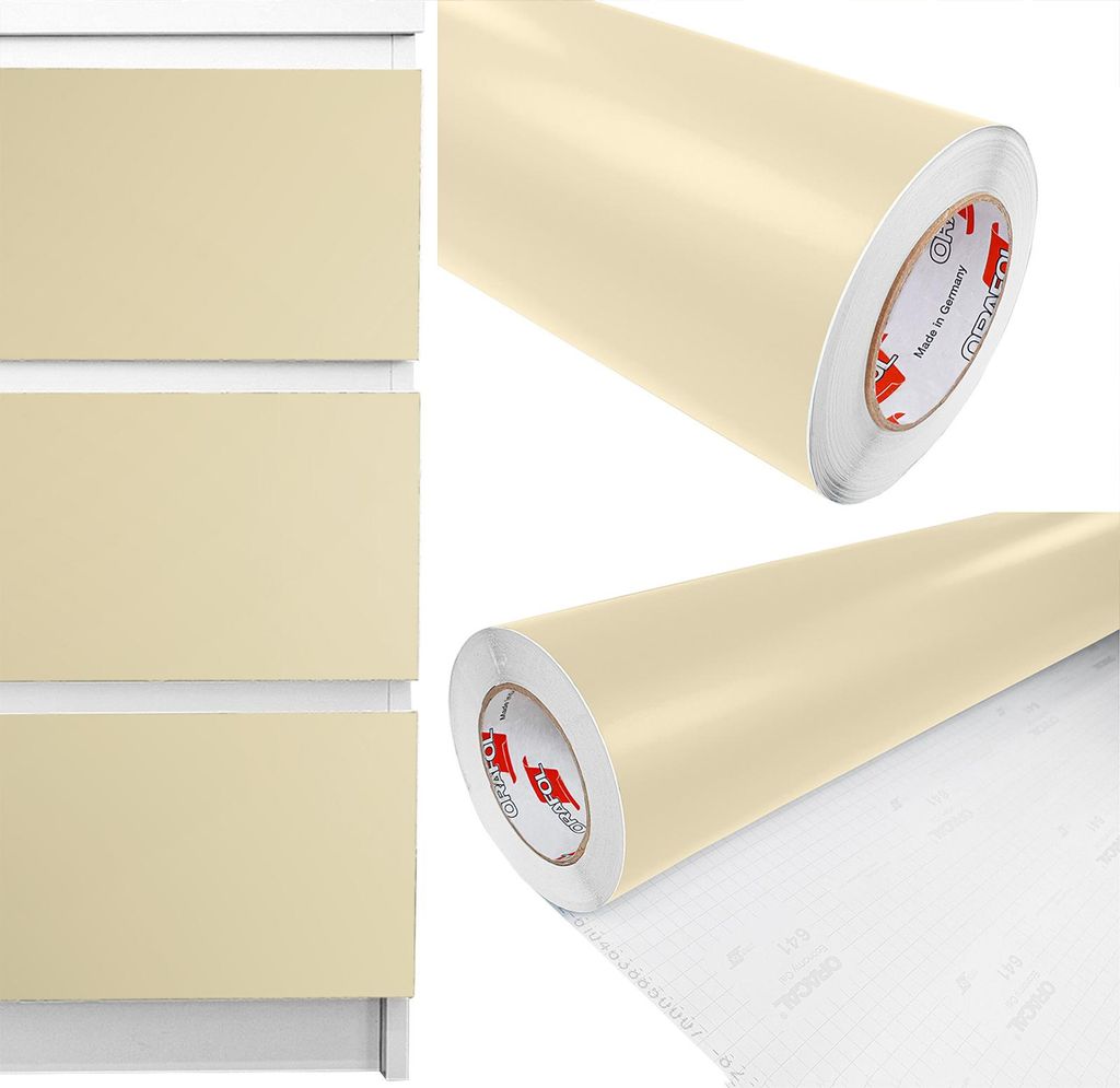 DecoMeister Möbelfolie selbstklebend 100x150 cm - Beige Matt - Einfarbig Klebefolie für Möbel - Klebefolie Möbel für einfache Anwendung, ideal...
