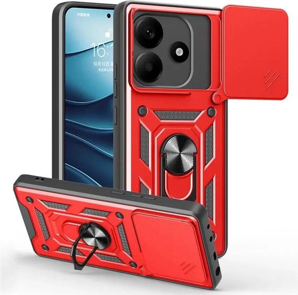 Cover Rossa Phonesta CamShield Redmi Note 14 5G - Protezione Elegante
