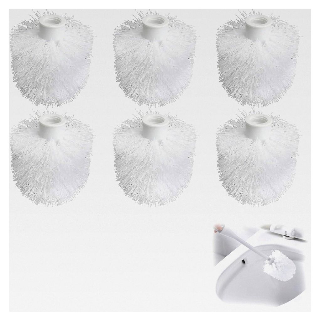 Ersatz WC Bürstenkopf 6 Stück – Rundkopf aus Kunststoff, Ø 9cm, kompatibel mit 12mm Gewinde – Toilettenbürste Ersatzkopf Set für Haushalt,...