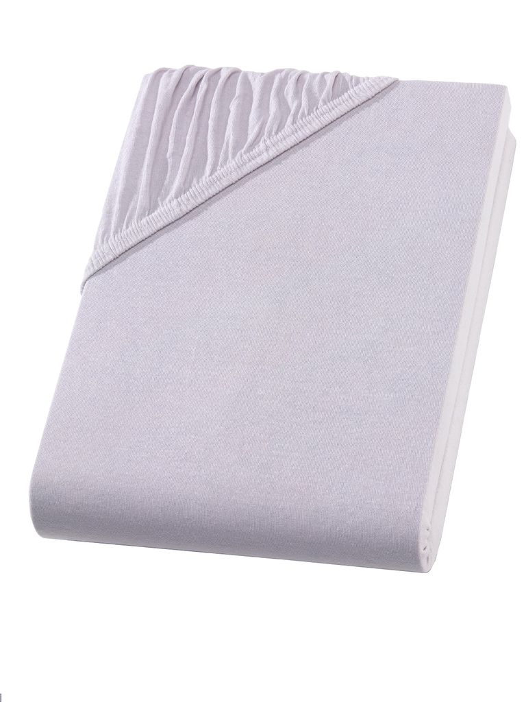 Premium Spannbettlaken 90x200 cm aus Baumwolle-Elasthan – hautsympathisch, elastisch & pflegeleicht – Steghöhe 30 cm – Silber