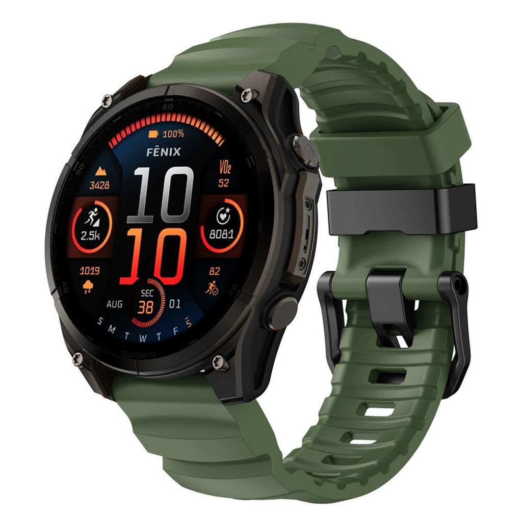 FFO2World TrailFit Silikonarmband – Passend für Garmin Fenix 5X/6X/7X/8 (51 mm), Enduro 1-3, Quatix 6X/7X – QuickFit 26 mm Sportarmband – Grün