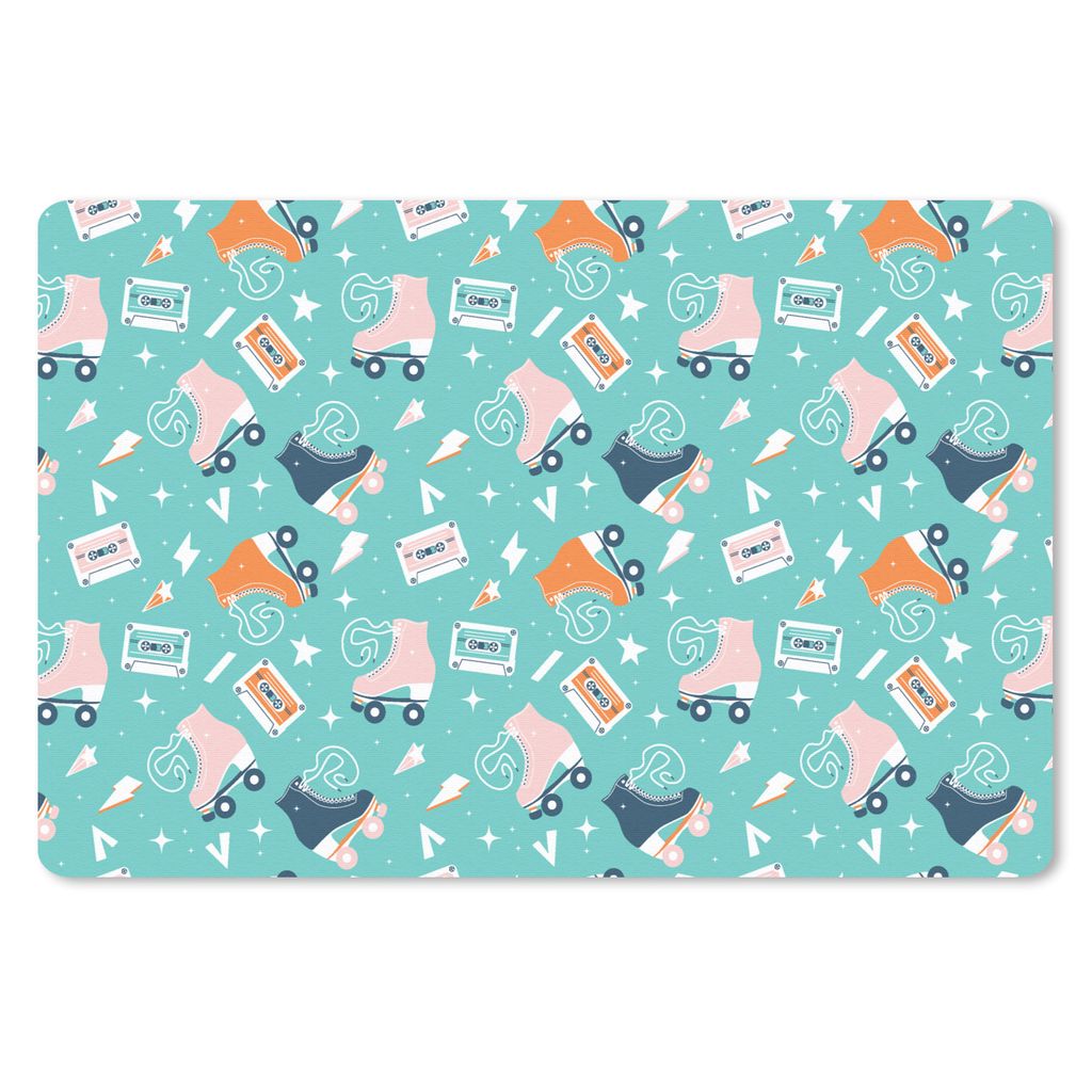 MuchoWow Schreibtischunterlage Rollschuhe - Schnittmuster - Vintage 60x40 cm - XXL Mauspad - Großes Mauspad