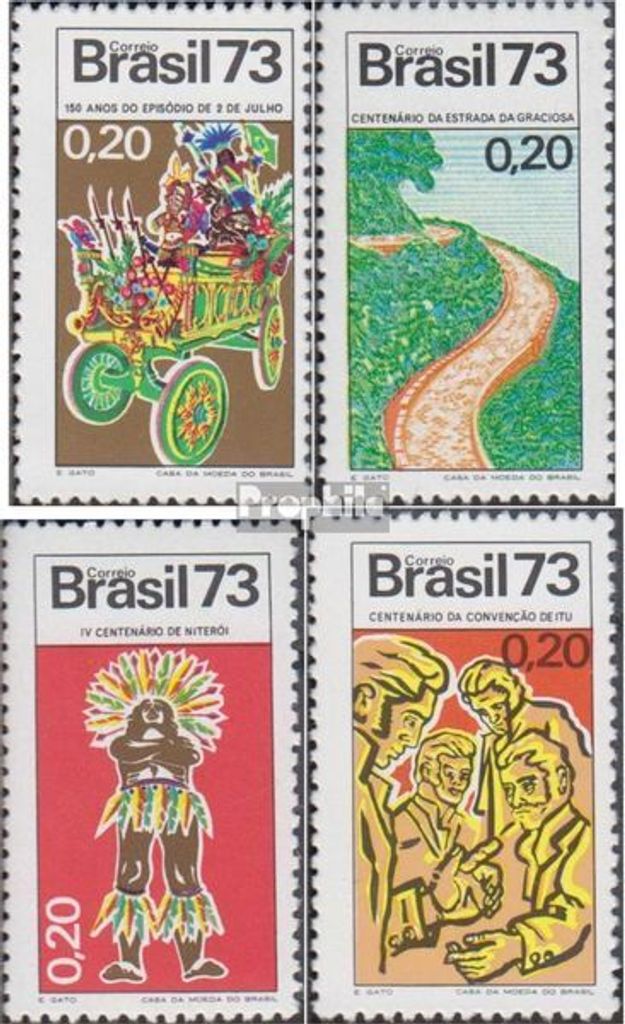 Briefmarken Brasilien 1973 Mi 1372-1375 (kompl.Ausg.) postfrisch Geschichte Brasiliens