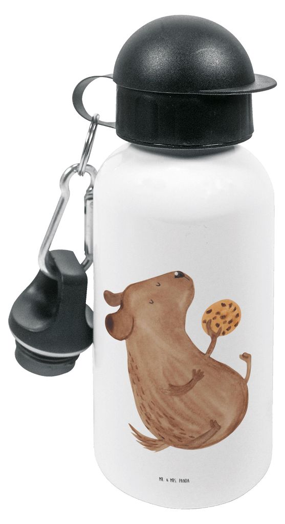 Mr. & Mrs. Panda Wasserflasche Hund Keks - Weiß - Geschenk, Hungrig, Hundeleckerli, Hundekekse, Sportflasche, Kinderflasche, Leckerli, Trinkflasch...