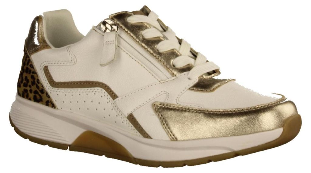 Gabor Comfort 8687853 Rollingsoft Damenschuhe, Halbschuhe, Leder, Weiss - Damenschuhe Bequeme Schnürschuhe, Weiß, leder (cervo/perl/leo)