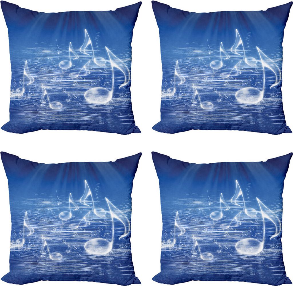 ABAKUHAUS Musik Kissenbezug Set (4 Stück), Musik Nautical Melody, Moderner Doppelseitiger Digitaldruck, 50 cm x 50 cm, Blau