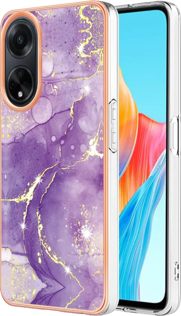 Custodia Slim Oppo A98 Marmo Viola: TPU Soft Bumper Anti-Scivolo