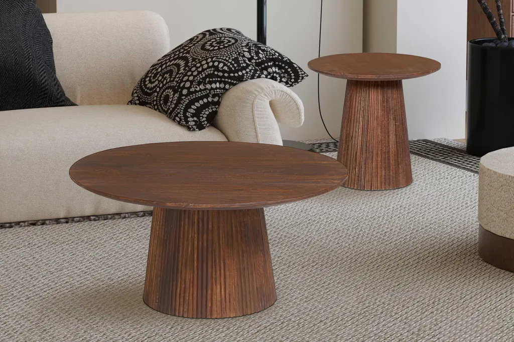 Table basse Miguel 80cm ronde marron clair pour salon chic et convivial - 3