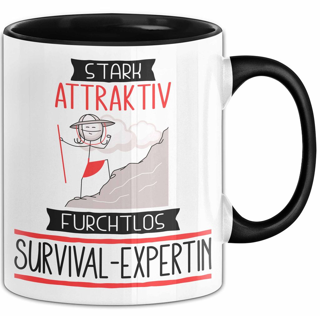 Survival-Expertin Tasse Geschenk Becher Stark Attraktiv Furchtlos Survival-Expertin Lustige Geschenkidee (Schwarz)