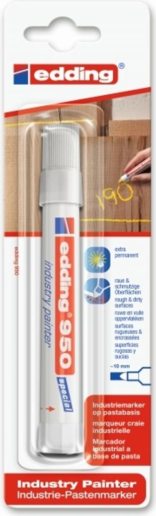 Edding - Filzstift 950 Pastenmarker Industrie rund 10mm weiß Blister à 1 Stück