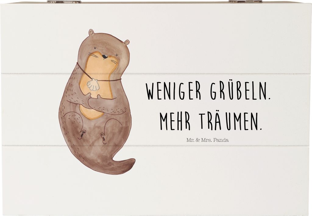 Mr. & Mrs. Panda Box Otter Muschel 22 x 15 cm - Weiß - Geschenk, Positiv, fotobox, Optimistisch, Motivation, Erinnerungskiste, Träumen, Kiste mit...