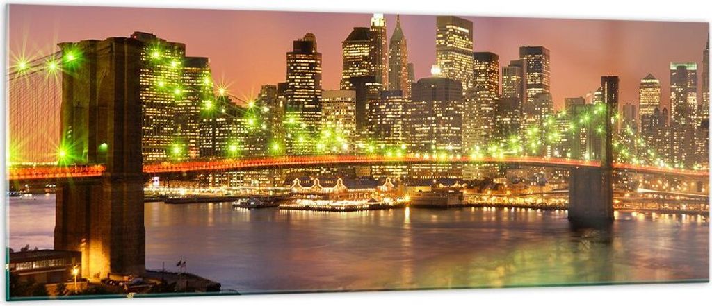 Bilder auf glas - New York Brücke - 140x50cm - Glasbilder - Wandbilder - Kunstdruck - zum Aufhängen bereit - Wanddekoration aus Glas - Glas Bilde...