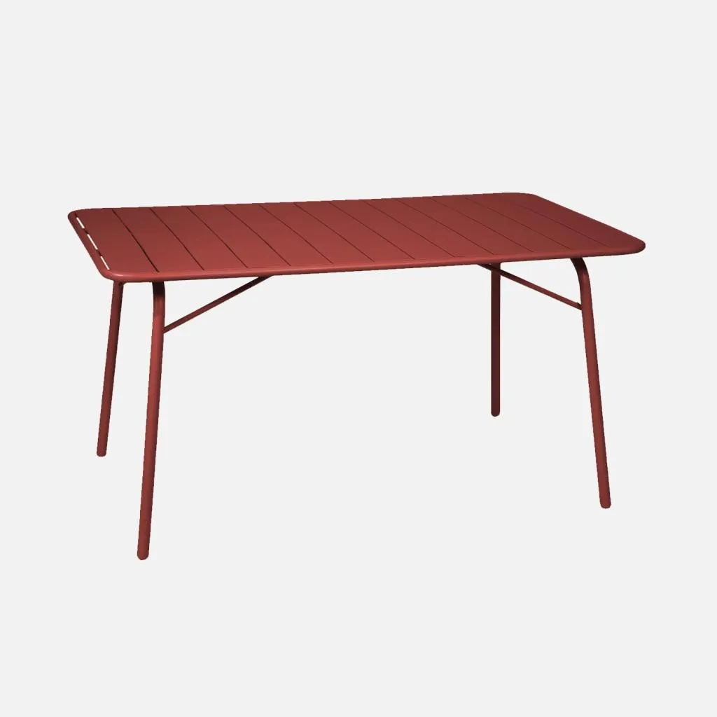 Tavolo da Giardino Pieghevole 6 Posti Metallo 140cm Terra di Siena