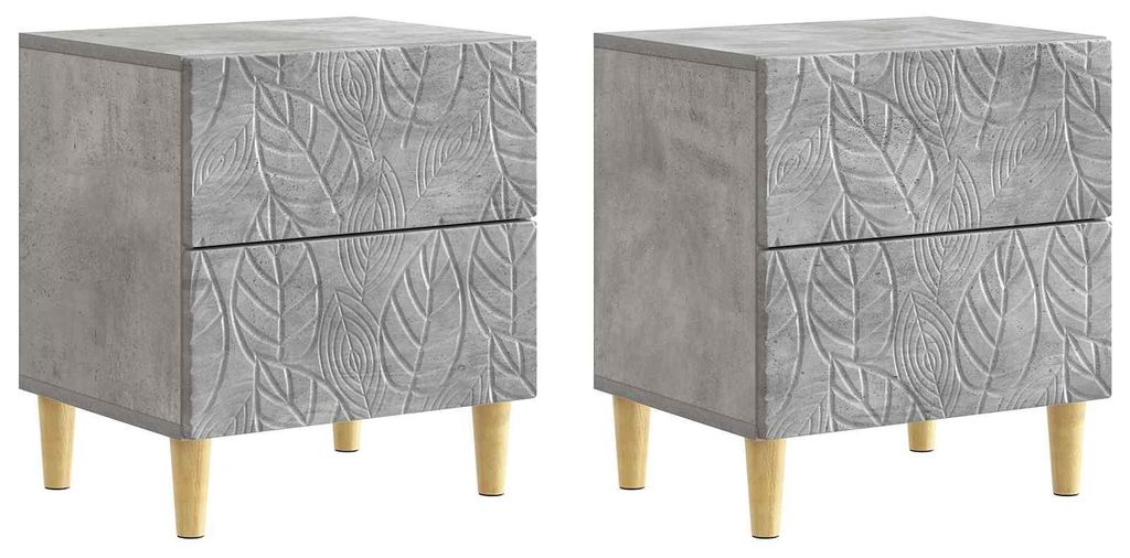 Möbel Nachttisch 2 pcs Betongrau 43 x 34,5 x 48 cm Holzwerkstoff - Nachttische & -schränke CC3280