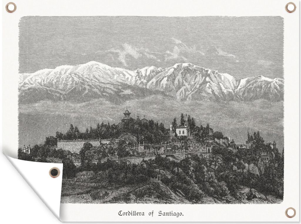 MuchoWow 80x60 cm Outdoor-Poster Gartendeko Sichtschutz Garten Poster für den Garten Illustration von Santiago aus dem 19. Jahrhundert