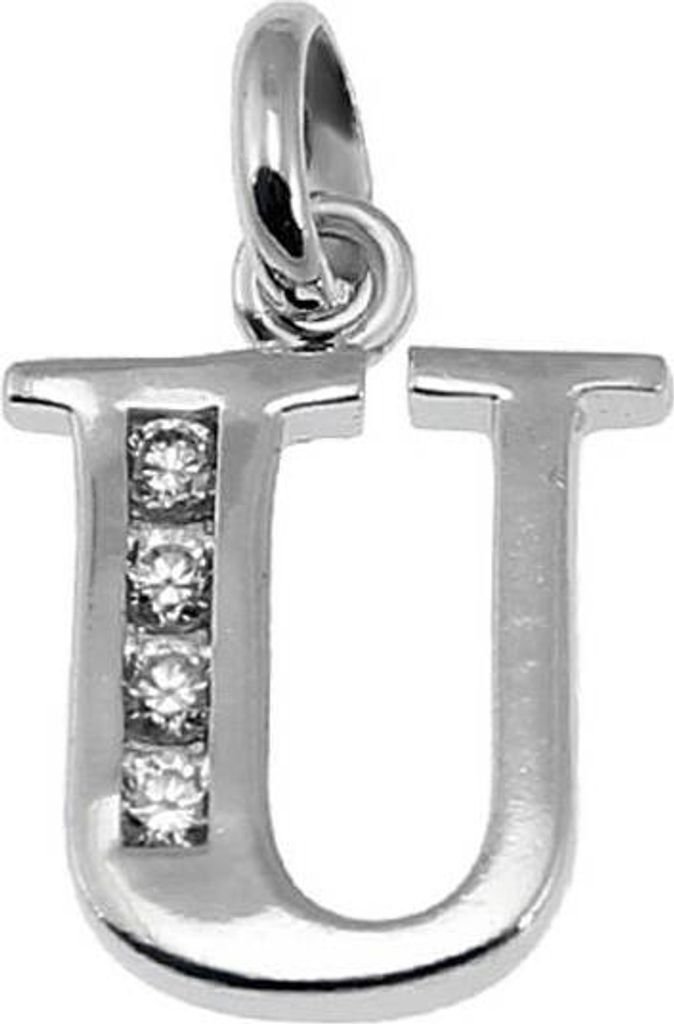925 Sterling Silber Einhänger Ketten Anhänger Buchstabe mit Zirkonia U 5141