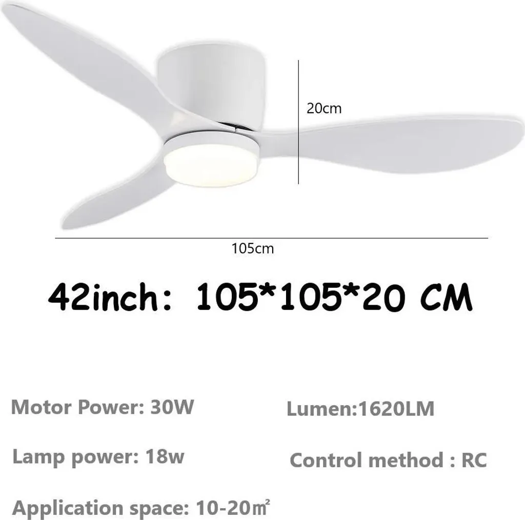 Ventilatore da soffitto bianco 42 pollici con luce LED - Ultra Silenzioso - 2