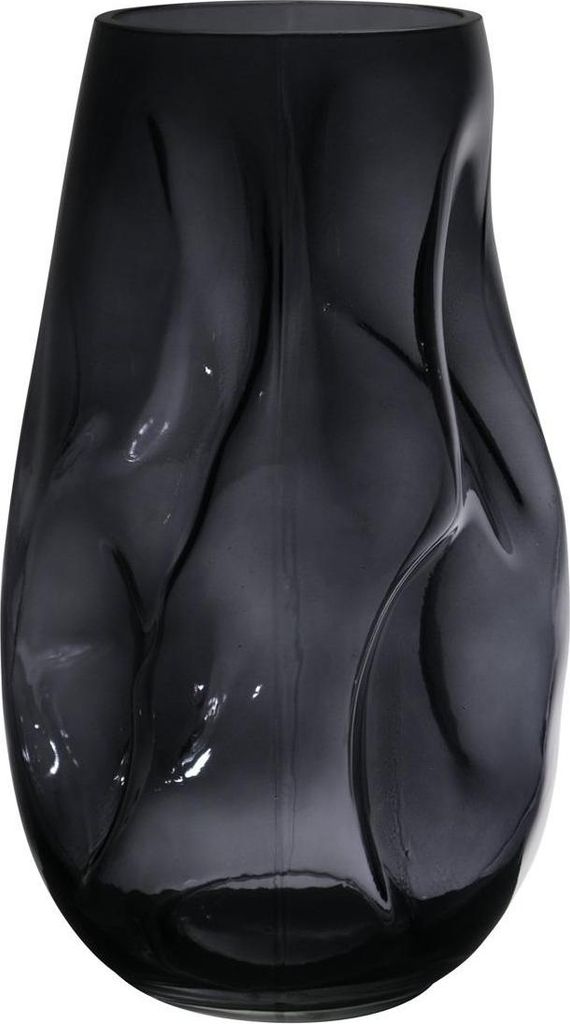 INNA-Glas Unförmige Glas Vase Madalena mit Dellen, grau-klar, 28 cm, Ø 14,5 cm - Farbige Vase
