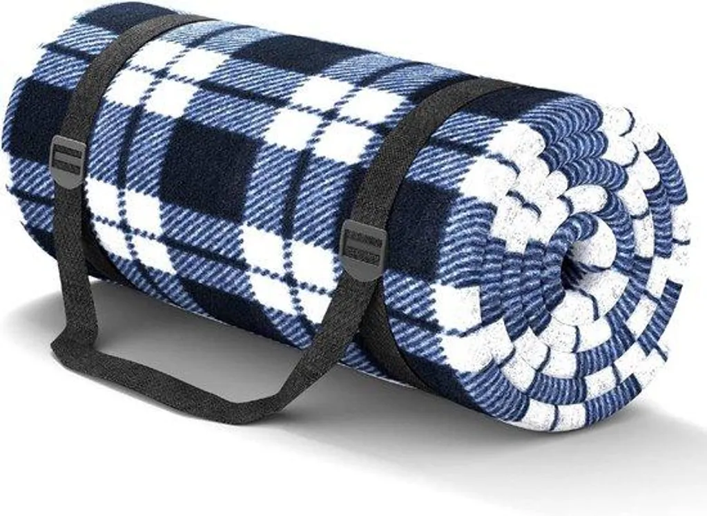 Nappe de pique-nique imperméable 200x200 cm - Tapis isolant bleu et blanc