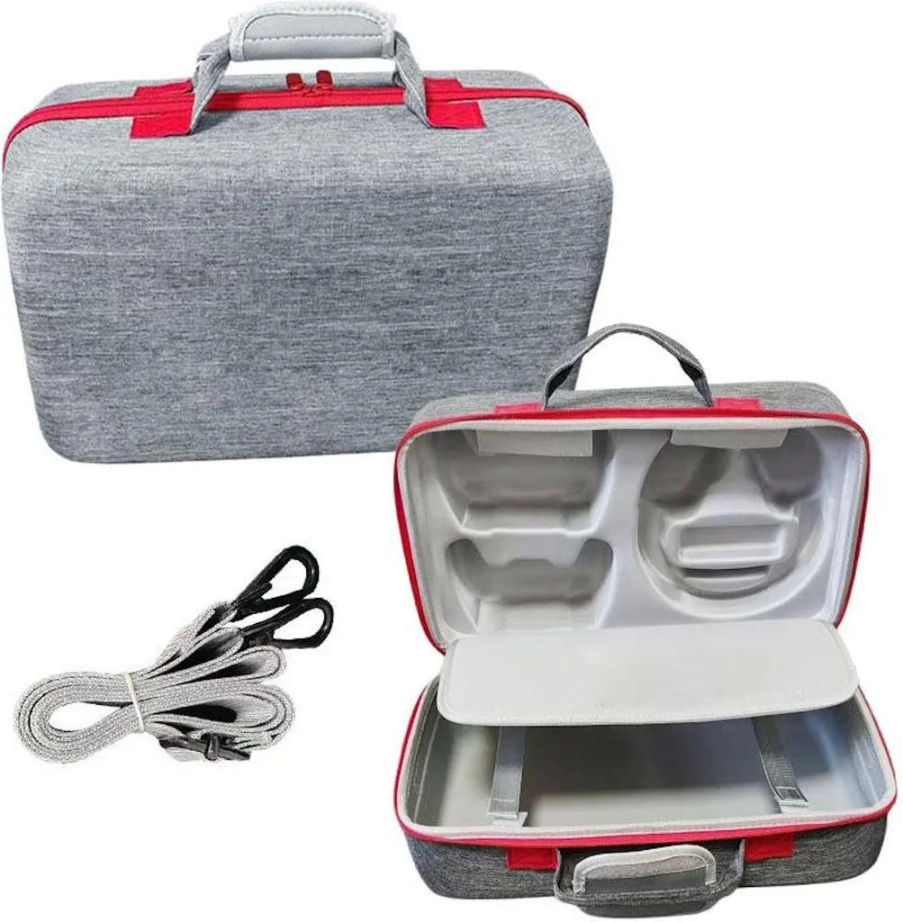 Housse PS5 Pro antichoc double couche grise, espace casque et manettes