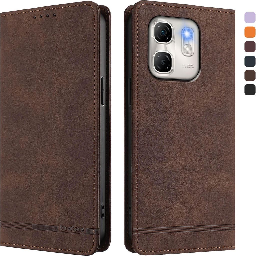 Hülle für Infinix Hot 50i /Smart 9 /Smart 9 HD, Retro Kunstleder Ständer Klapphülle mit Kartenfächer und Magnetische Braun