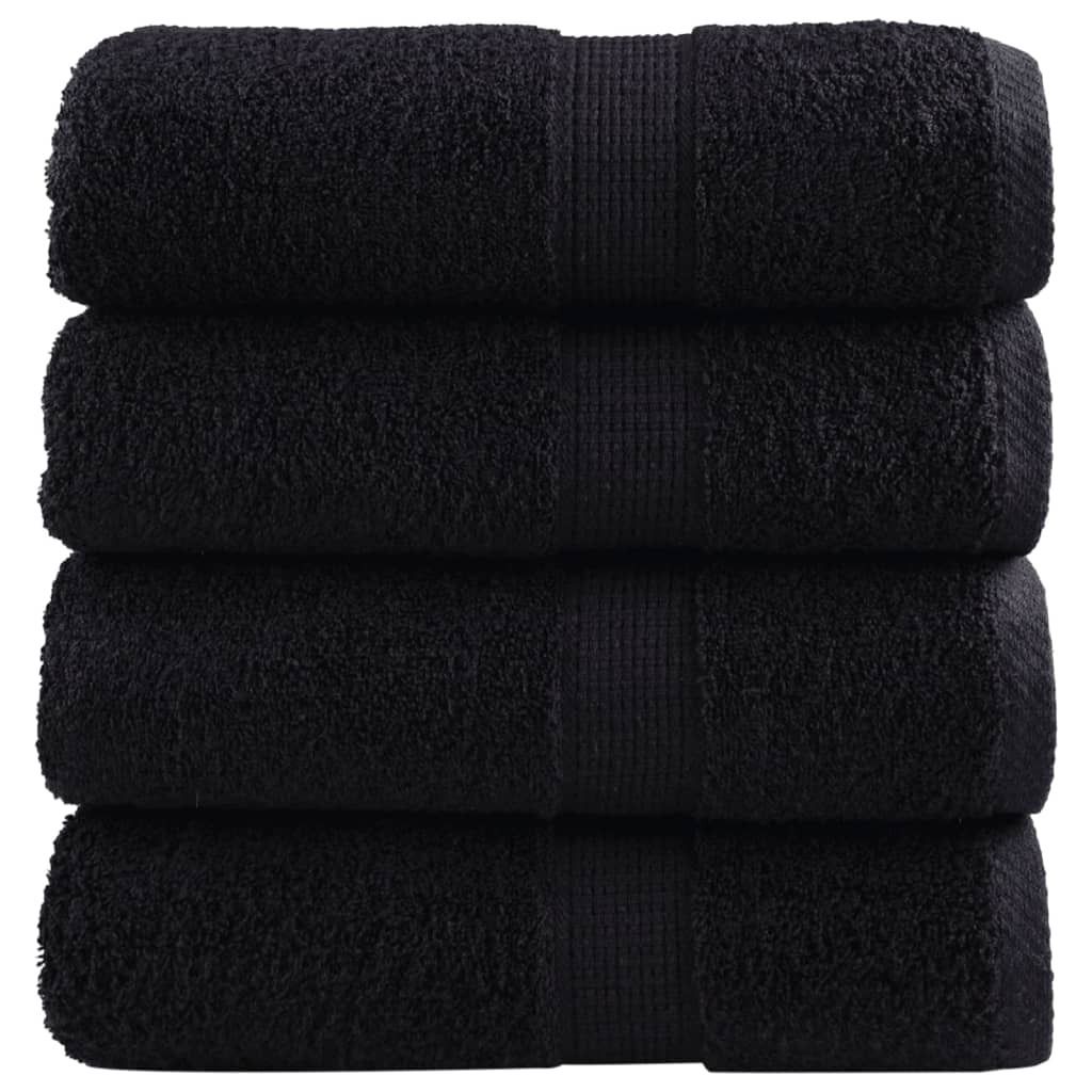 Premium-Gästetücher SOLUND 4 Stk. Schwarz 30x50 cm 600 g/m²