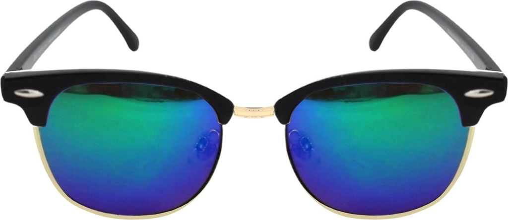 Retro Sonnenbrille Polarisiert Verspiegelt Schwarz Gold Browline Brille Vintage Design Metallbrille Getönt Markenbrille