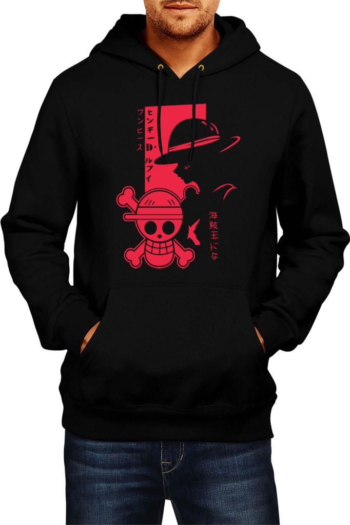 Herren Kapuzenpullover Japan Manga Anime Comics Animation One Manga Piece Anime Red Luffy, Man S / Schwarz