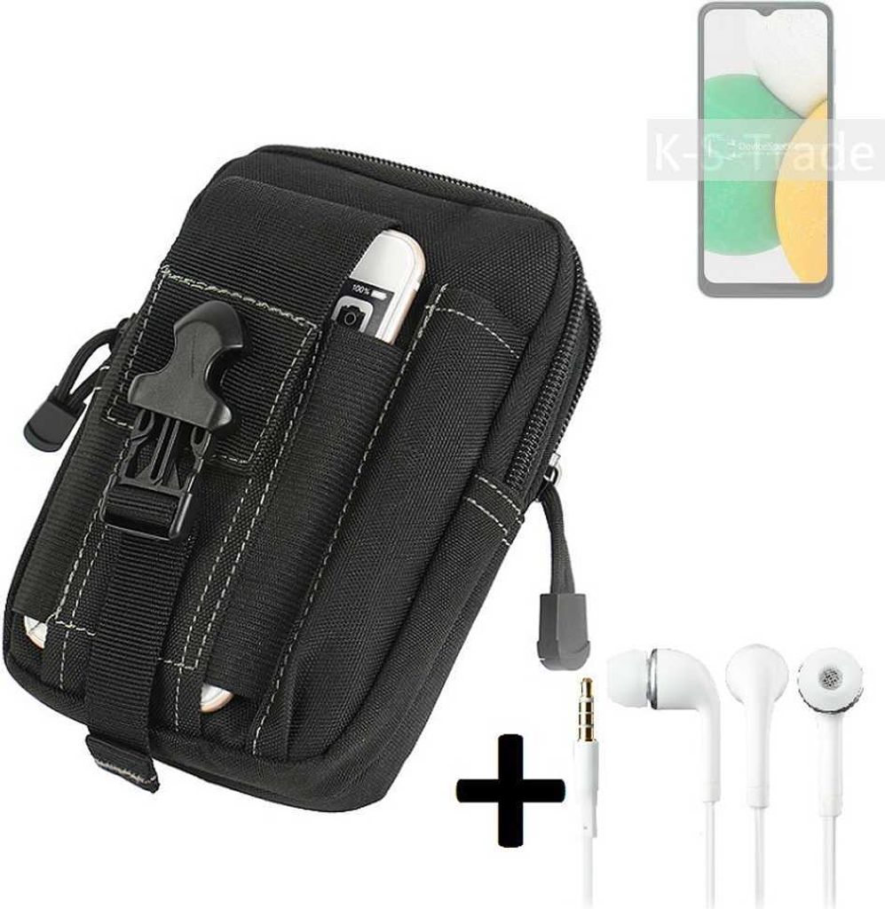 K-S-Trade Gürteltache + Kopfhörer kompatibel mit Samsung Galaxy A04 Core Gürtel Tasche Holster Schutz Hülle Handy Hülle schwarz inkl.