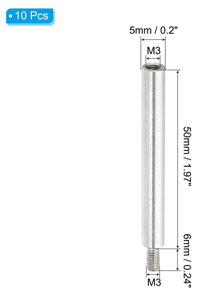 M3x50+6mm Abstandshalter Schrauben Verl?ngerung Stifte 10 Stš¹ck Edelstahl Gewindehš¹lse Abstandsbolzen Schrauben Ersatz fš¹r Binden Nachfš...