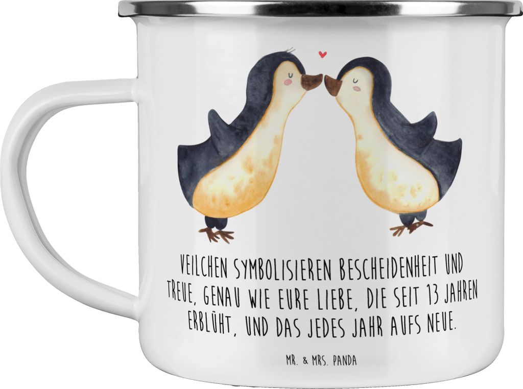 Mr. & Mrs. Panda Kaffeepott 13. Hochzeitstag Veilchenhochzeit - Weiß - Geschenk, Pott, Liebe, Heirat, Partnerschaft, Haferl, romantisch, becher em...