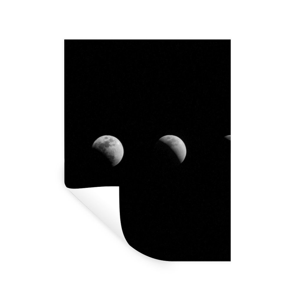 MuchoWow Wandtattoo Wandsticker Wandaufkleber Schwarz - Weiß - Mond - Mondphase - Weltraum 60x80 cm Selbstklebend und Repositionierbar - Reposit...