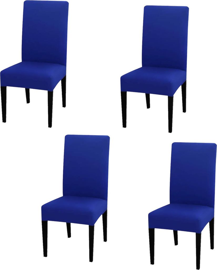 4 Stück Stuhlhusse Stretch Universal Stuhlüberzug Esszimmer Elastischer Stuhlbezug, blau