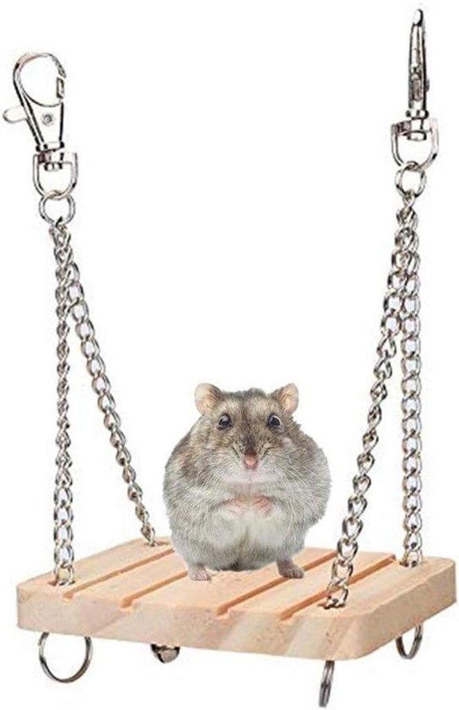 Holz Hamster Schaukelbett für Kleintiere mit Spielzeug