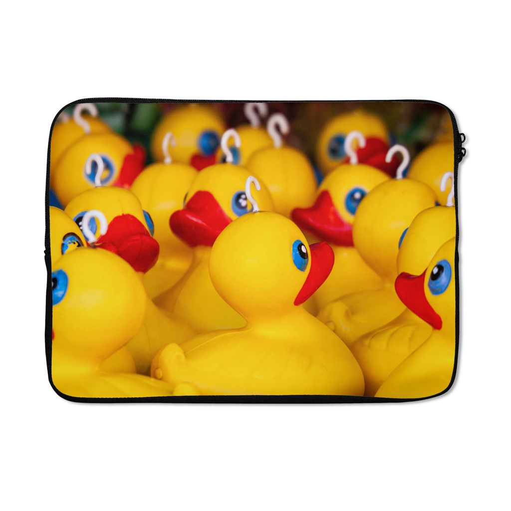 MuchoWow Laptop Hülle 13 Zoll Gummi-Enten - Gelb - Haken Laptoptasche - Laptophülle - Sleeve - Rundumschutz