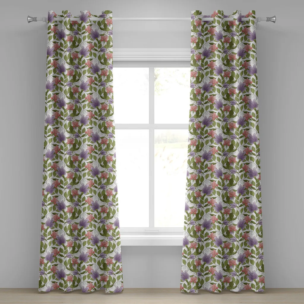 Rideau à œillets à fleurs ABAKUHAUS 280x245 cm motif floral ottoman