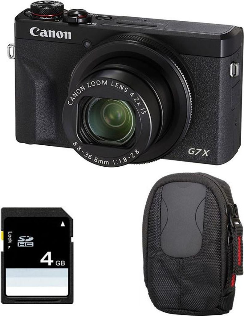 CANON Compact PowerShot G7X MARK III+ Tasche und 4 GB SD-Karte