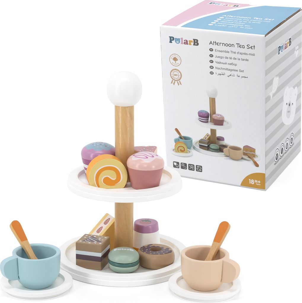 Alzata per torta in legno Viga Polarb con cupcakes, Immagine del prodotto 