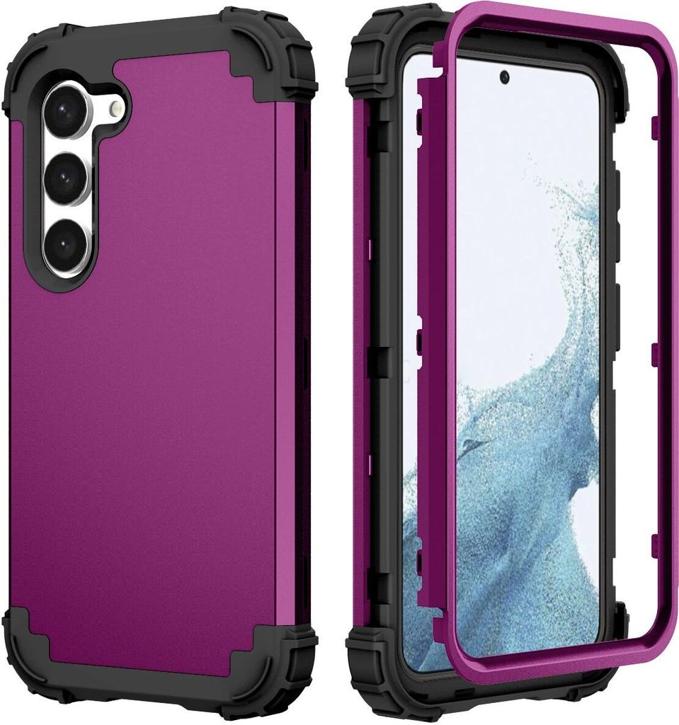 Galaxy S23+ Hülle, 3 in 1 Hybrid PC TPU Stossfest Robust Schutzhülle für Samsung Galaxy S23+ Lila