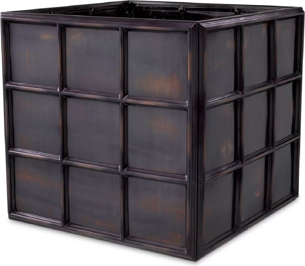 Casa Padrino Luxus Blumentopf Antik Bronze 79 x 79 x H. 71,5 cm - Quadratischer Edelstahl Pflanzentopf - Wohnzimmer Deko - Büro Deko - Deko Access...