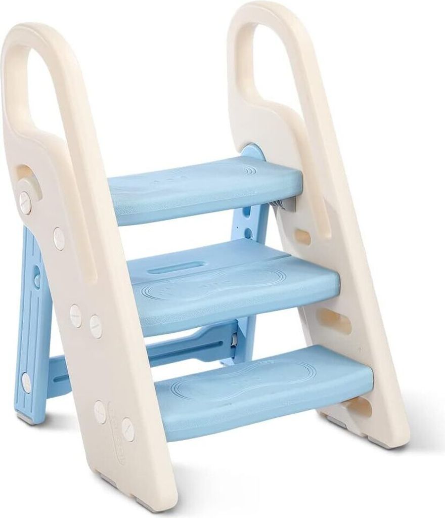 Onasti Tritthocker für Kinder, 2 Stufen-3 Stufen höhenverstellbarer Kinderhocker mit Griffen, faltbar, multifunktional, für Bad, Kinderzimmer, K...