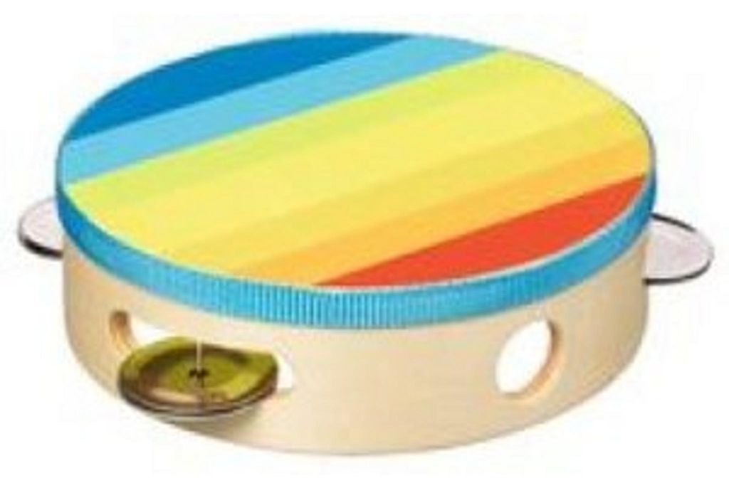 Goki Tamburin mit 4 Schellen bunt Ø 14,5 cm - Höhe 4,5 cm Produktbild 